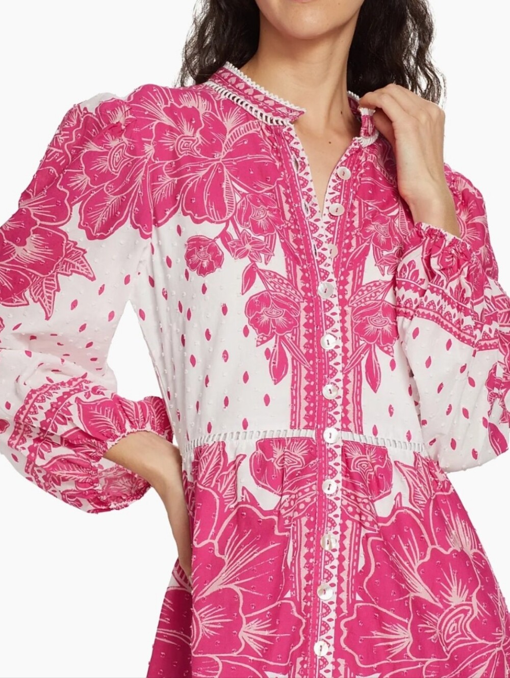 NWT FARM RIO | $265 Tropical Woodcut Midi Shirt Dress - Picture 5 of 7